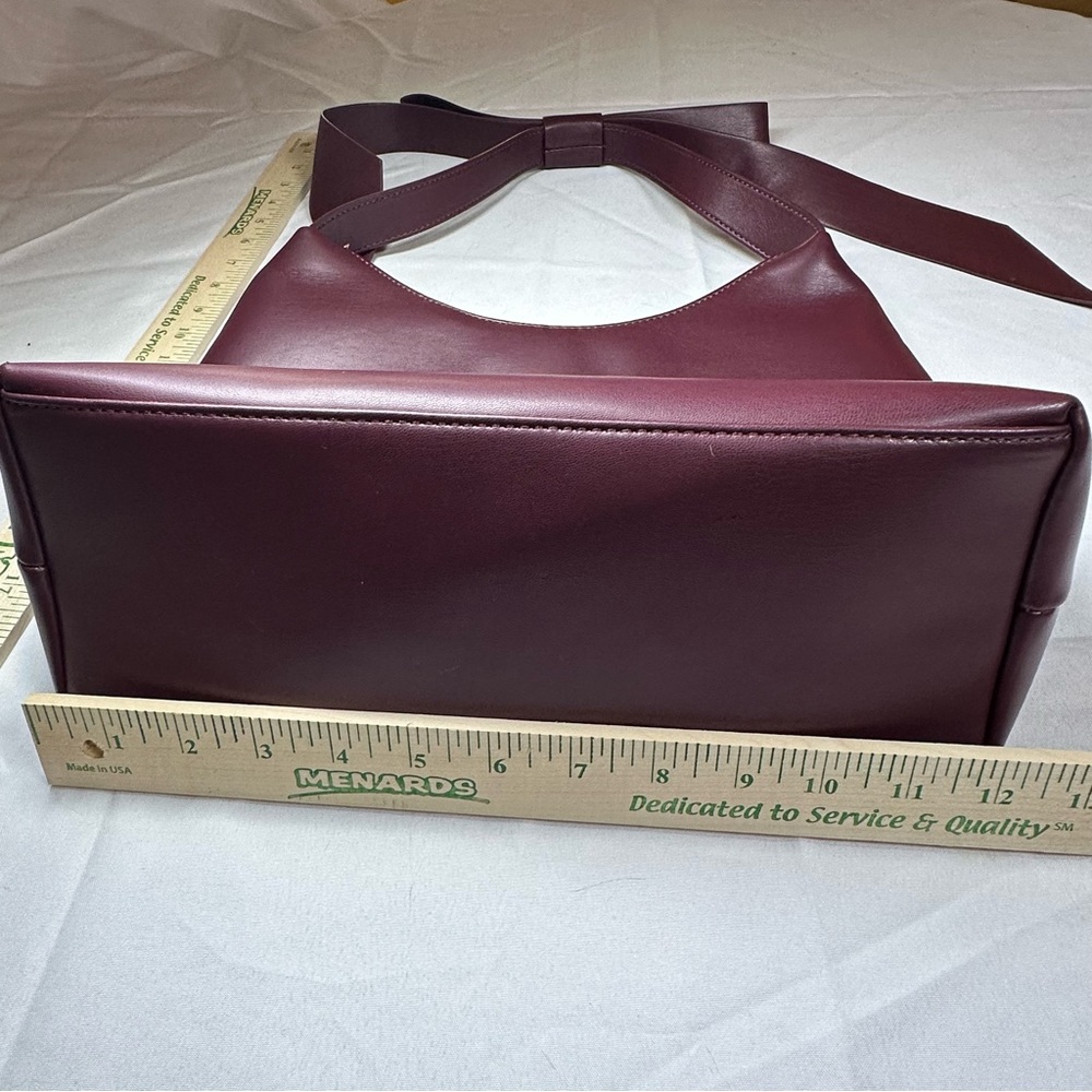 AOTA Anthropologie Wine Bow Shoulder Bag Slouchy Hobo Coquette Vegan Recycled - Picture 4 of 16